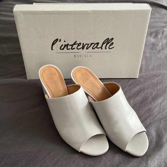 Grey Leather Mules Size 39 - Picture 1 of 3